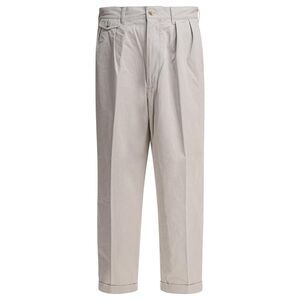 BEAMS PLUS Pleated Relaxed Fit Cotton Pants Men GREY